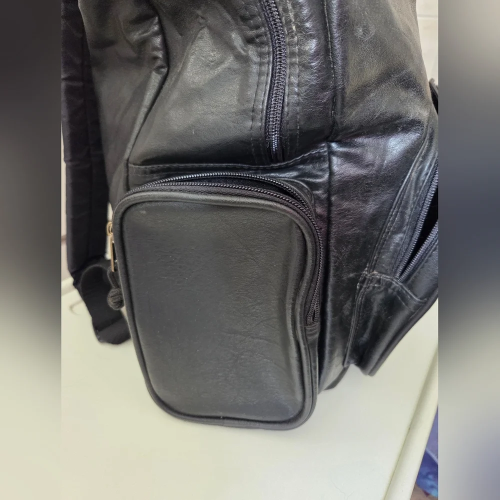 Citi Sport Black Vegan Leather Vintage Men's Moto Backpack NWT
